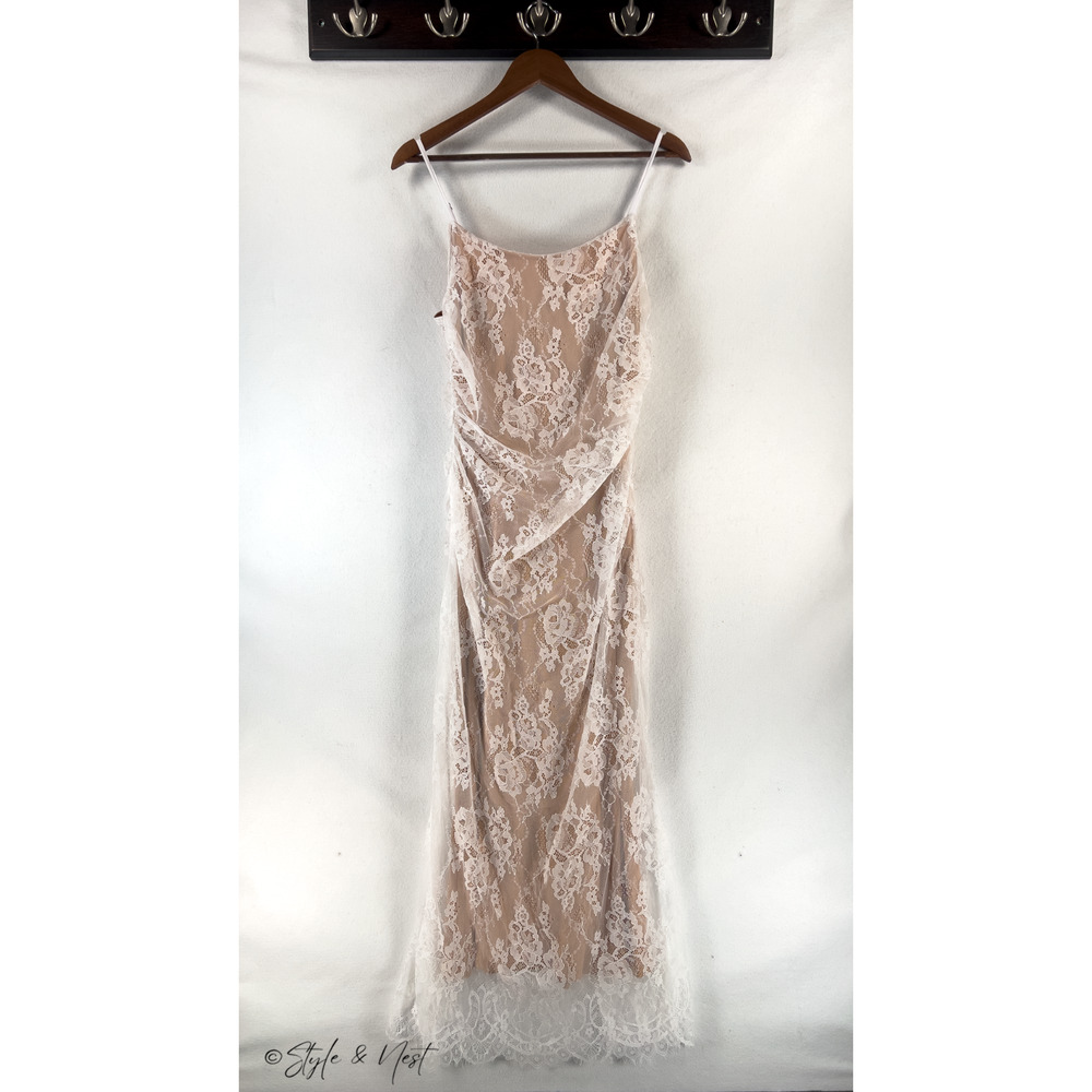 Women's Bridal Floral Lace Cocktail Dress Synched Ethereal Bohemian Size Medium